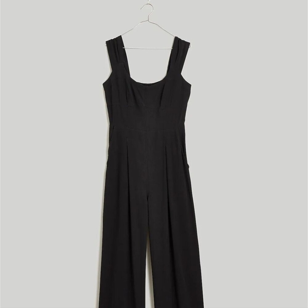 Madewell Grace Cap-Sleeve Wide-Leg Classic Jumpsuit SZ 00 Minimalist Capsule BLK